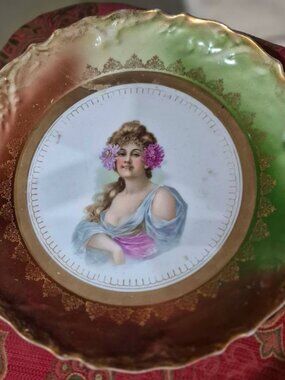 Amazing Large Antique Victorian Portrait Porcelain Plate